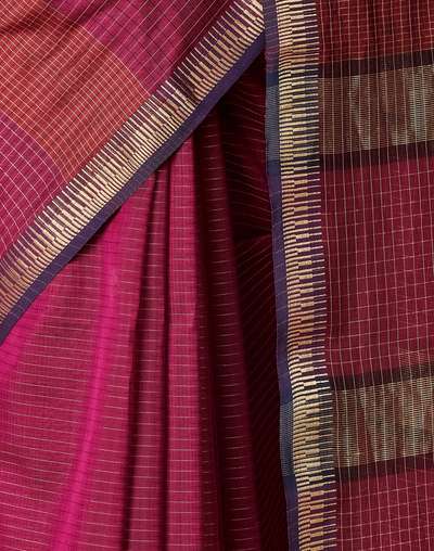 Wine Cotton Silk Zari Sari Wine Cotton Silk Zari Sari