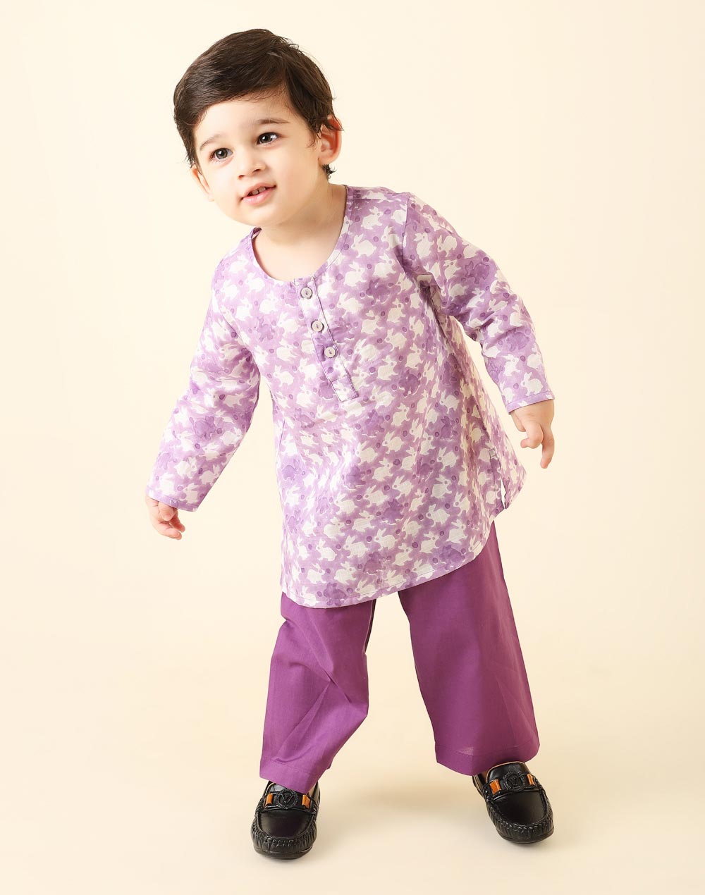 Purple Cotton Hand Block Printed Pyjama Set
