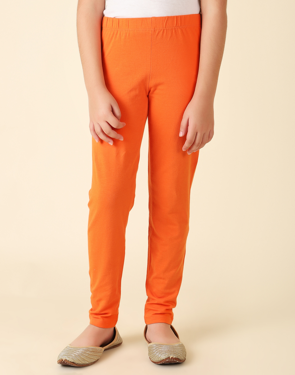 Orange Cotton Blend Legging