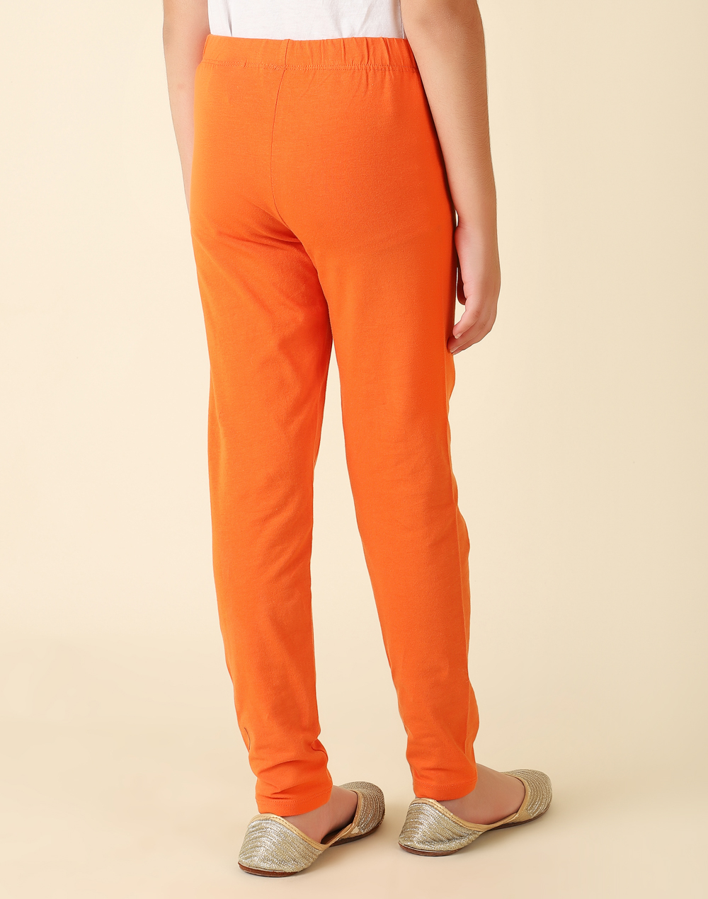 Orange Cotton Blend Legging