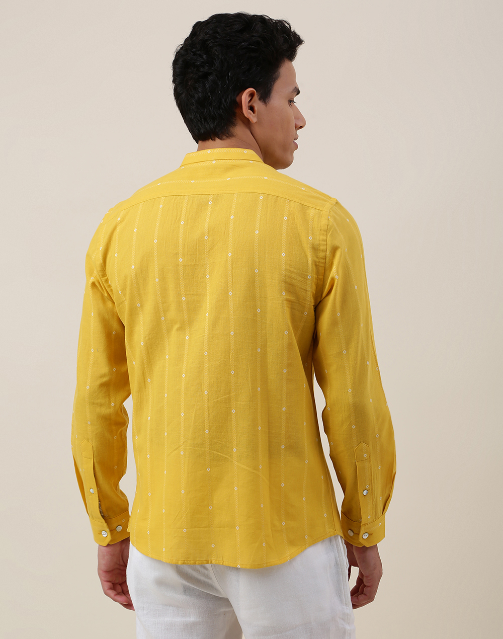 Yellow Cotton Slim Fit Shirt