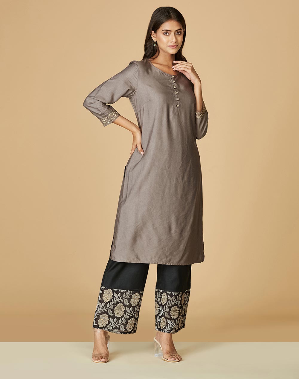 Black Cotton Embroidered Ijar Pant