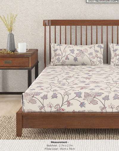 Teal Inaya Cotton Printed King Bed Sheet With 2 Pillow Covers Teal Inaya Cotton Printed King Bed Sheet With 2 Pillow Covers