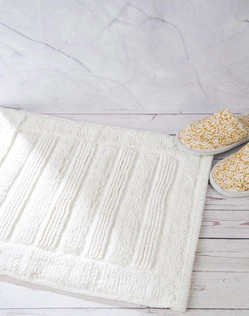 White Sikri Cotton Hand Woven Bathmat White Sikri Cotton Hand Woven Bathmat