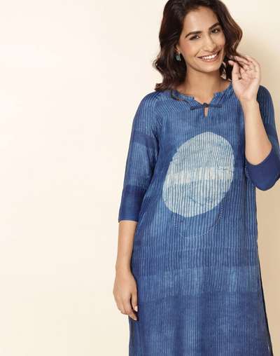 Indigo Viscose Blend Printed Long Kurta Indigo Viscose Blend Printed Long Kurta
