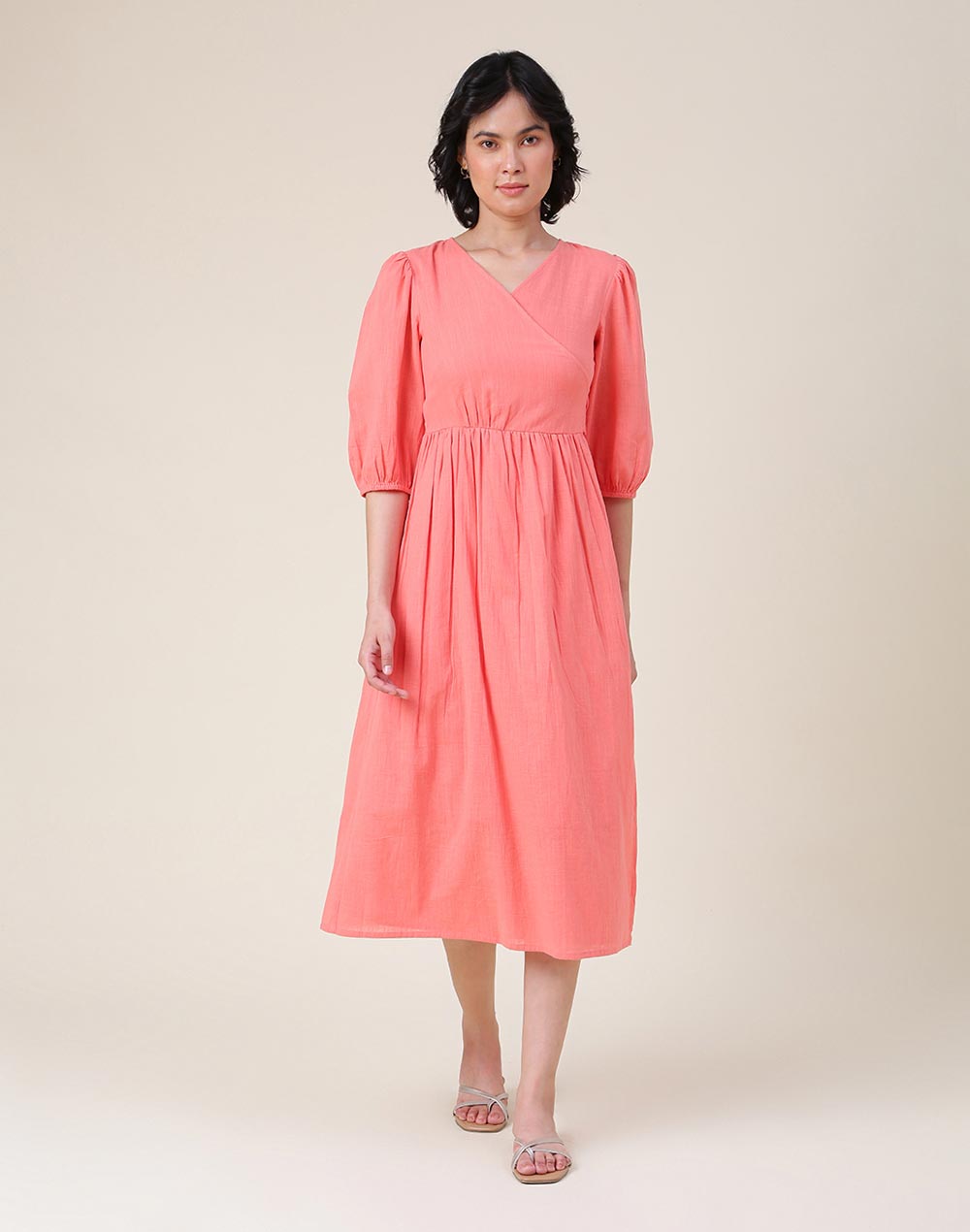 Buy FabNu Orange Cotton Calf Length Maxi for Women Online at Fabindia ...