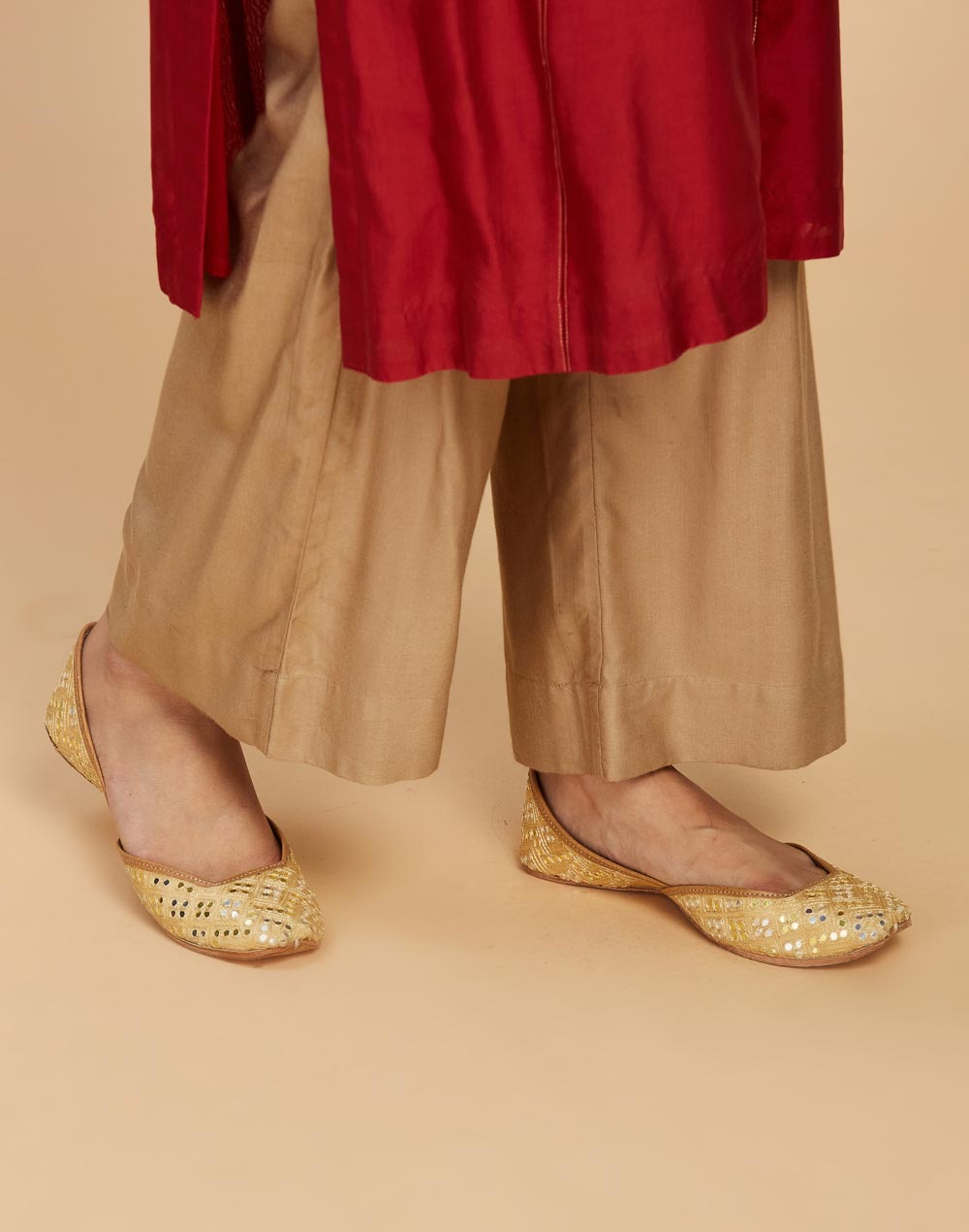 Gold Leather Embroidered Juttie