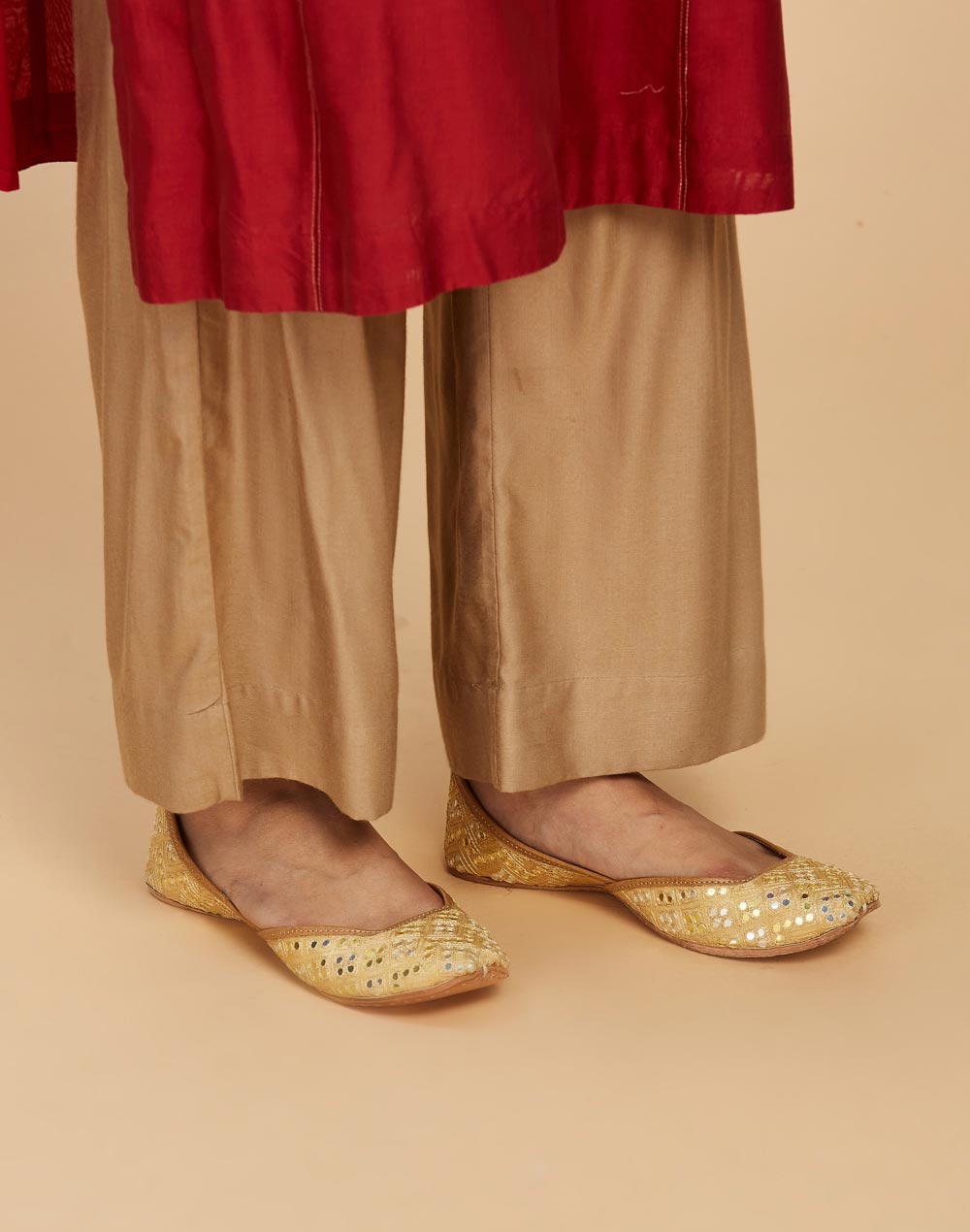 Gold Leather Embroidered Juttie