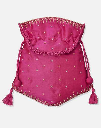 Pink Hand Embroidered Potli Bag Pink Hand Embroidered Potli Bag