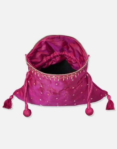 Pink Hand Embroidered Potli Bag Pink Hand Embroidered Potli Bag