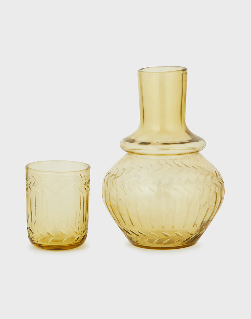 Yellow Vivaram Glass Carafe 2pc Set