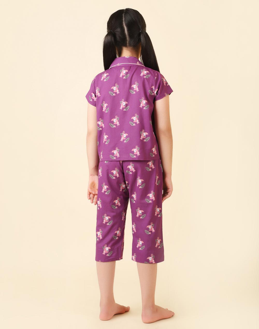 Purple Cotton Printed Sleepwear