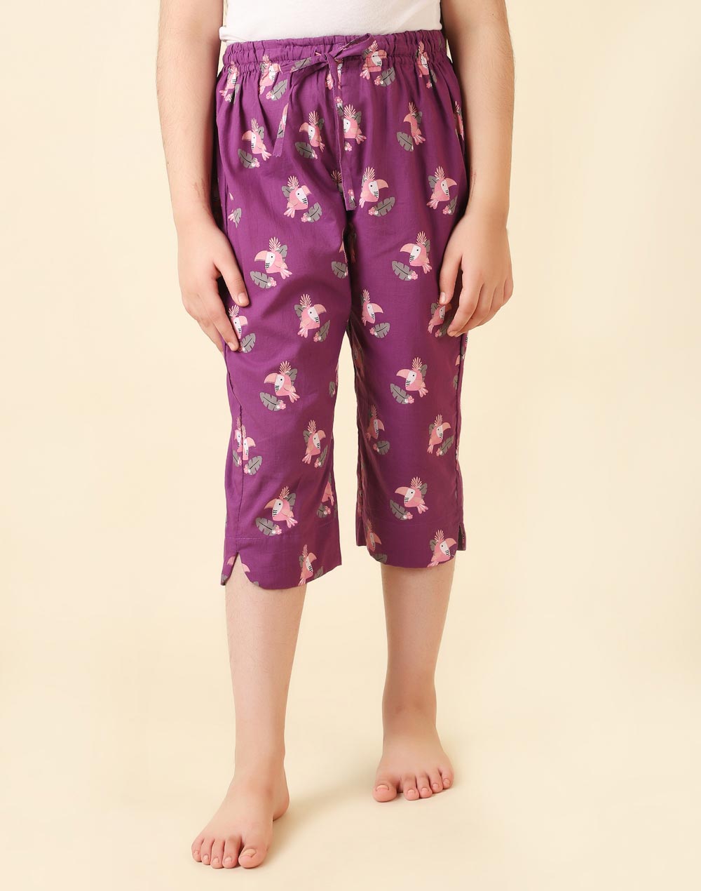 Purple Cotton Printed Sleepwear