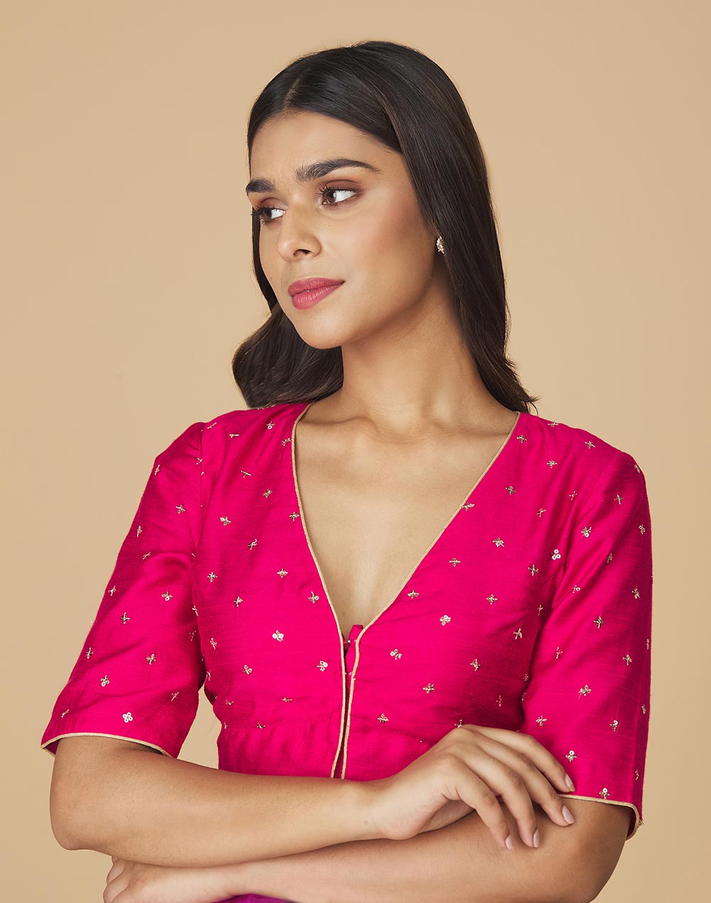 Pink Zari Polyester Brocade Sleeveless Blouse, Size: 32 inch at Rs  299/piece in Vasai Virar