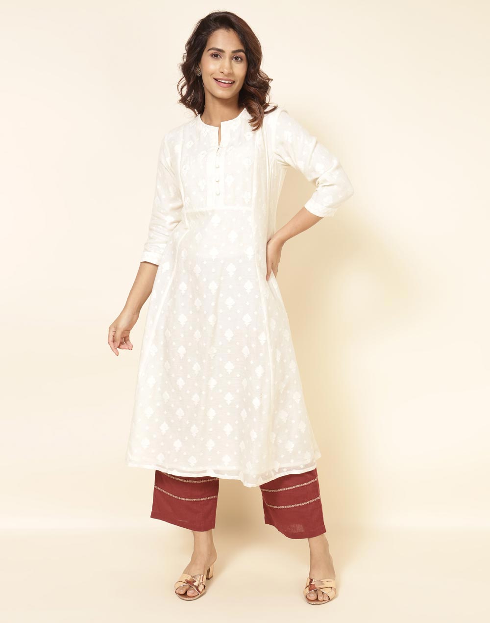Maroon Cotton Embroidered Ijar Pant Maroon Cotton Embroidered Ijar Pant