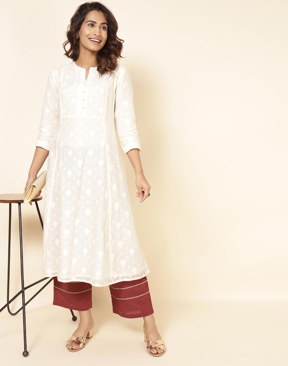 Maroon Cotton Embroidered Ijar Pant Maroon Cotton Embroidered Ijar Pant