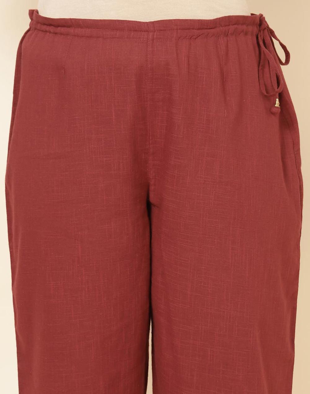 Buy Maroon Cotton Embroidered Ijar Pant for Women Online at Fabindia