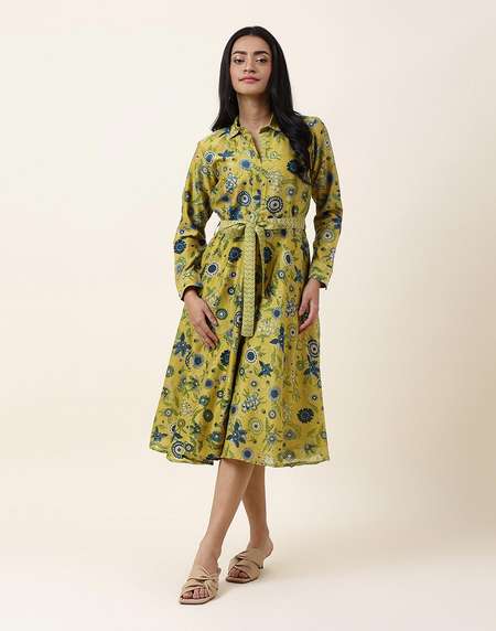 fabindia silk dresses Buy Fabindia Green Cotton Silk Hand Block Printed Midi Dress (1044321GREEN) at Amazon.in