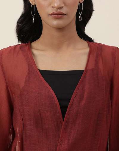 Orange Cotton Silk Embroidered Shrug Orange Cotton Silk Embroidered Shrug