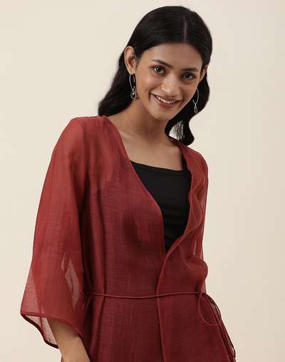 Orange Cotton Silk Embroidered Shrug Orange Cotton Silk Embroidered Shrug