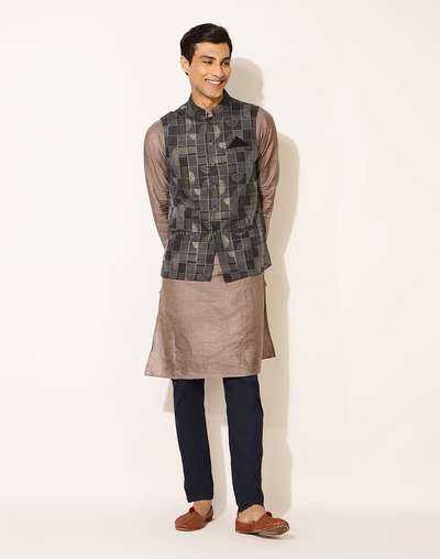 Cut Jacket Buy Black Cotton Silk Blend Cutwork Nehru Jacket for Men Online at ...