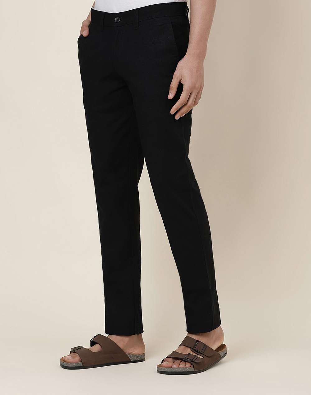 Buy Black Cotton Slim Fit Regular Pants for Men Online at Fabindia ...