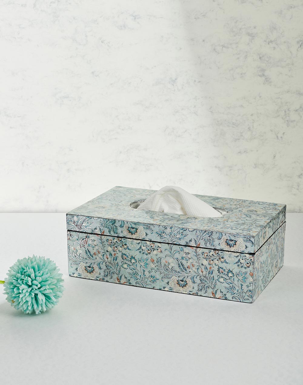 Lightblue Ameera Wood Enamelled Tissue Box