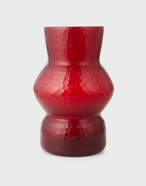 Red Sheesha Chiselled Vase - Small Red Sheesha Chiselled Vase - Small