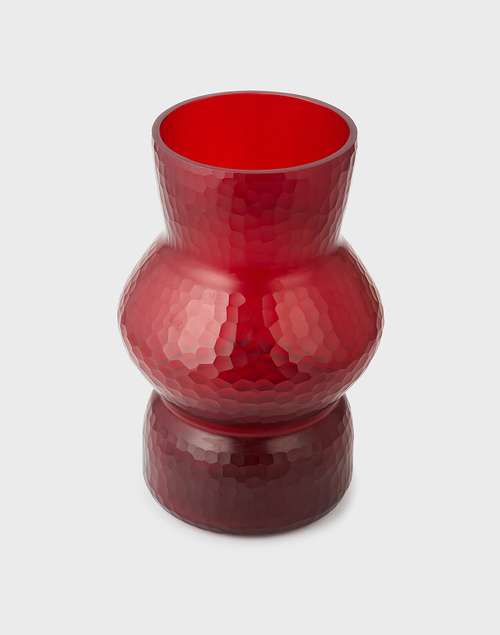 Red Sheesha Chiselled Vase - Small Red Sheesha Chiselled Vase - Small
