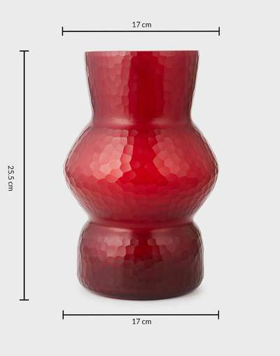 Red Sheesha Chiselled Vase - Small Red Sheesha Chiselled Vase - Small