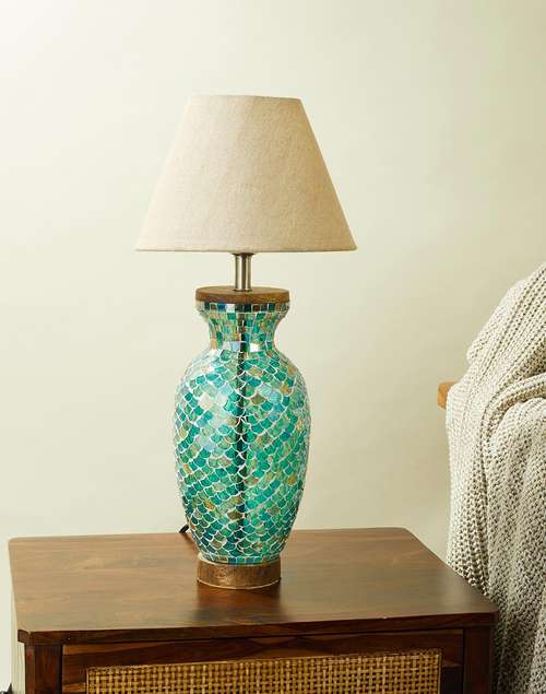 Blue Jhilmil Mosaic Lamp Without Shade Blue Jhilmil Mosaic Lamp Without Shade