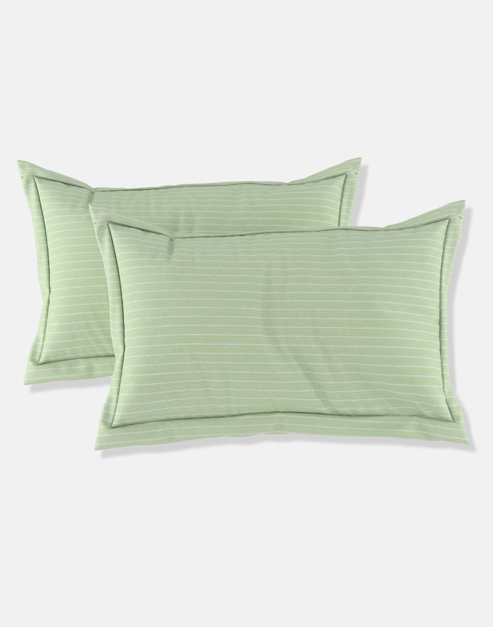 Green Cotton Nile Stripe Single Bed Sheet With 1 Pillow Cover