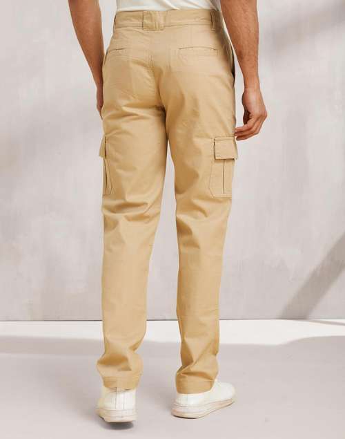 Beige Cotton Straight Fit Cargo�Pants Beige Cotton Straight Fit Cargo�Pants
