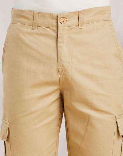 Beige Cotton Straight Fit Cargo�Pants Beige Cotton Straight Fit Cargo�Pants