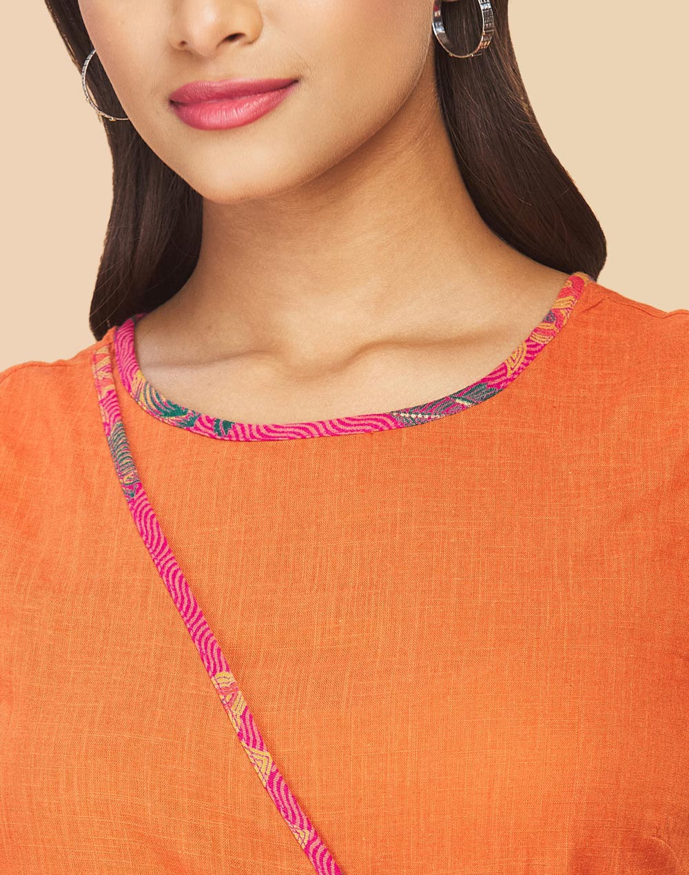 Buy Nuindian Orange Cotton Slim Fit Short Kurta For Women Online At Fabindia 20040909