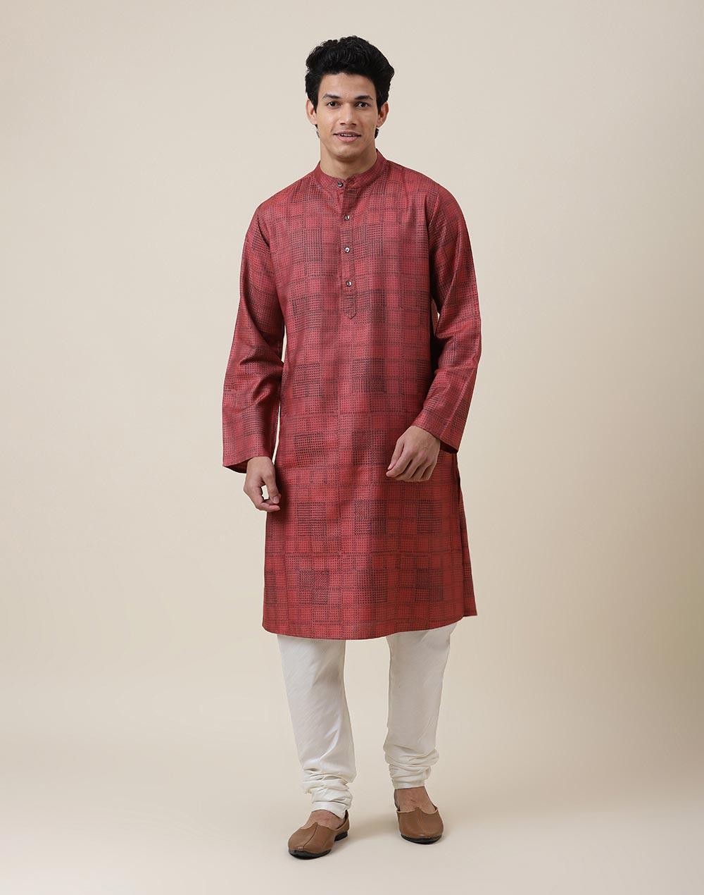 Pink Viscose Silk Slim Fit Printed Long Kurta Pink Viscose Silk Slim Fit Printed Long Kurta