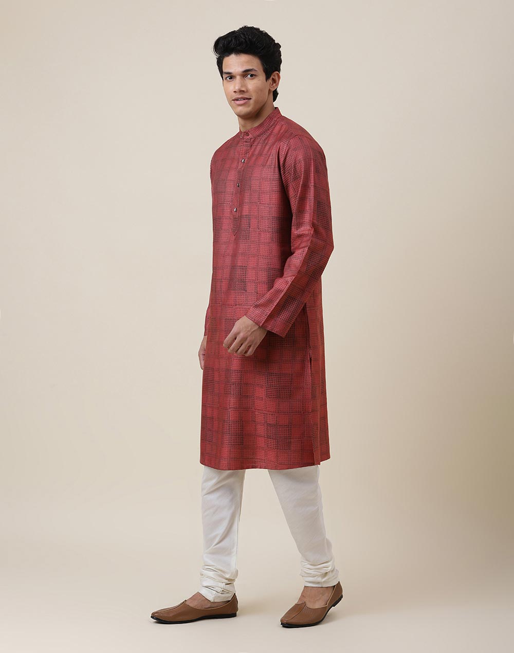 Pink Viscose Silk Slim Fit Printed Long Kurta Pink Viscose Silk Slim Fit Printed Long Kurta