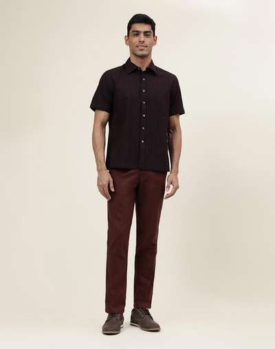 Black Cotton Striped Half Sleeve Shirt Black Cotton Striped Half Sleeve Shirt