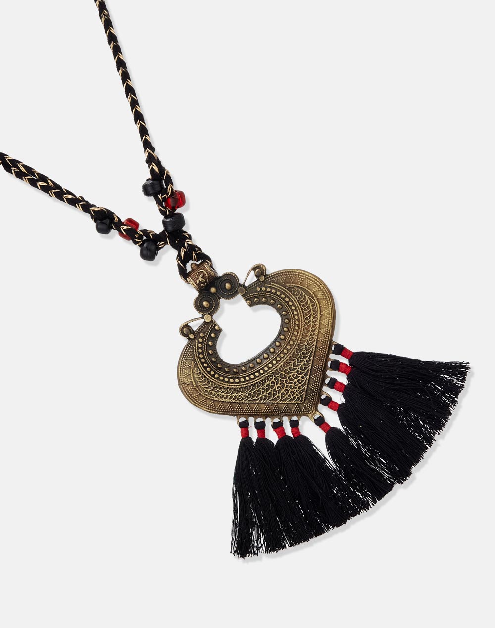 Black Patwa Metal Thread Necklace