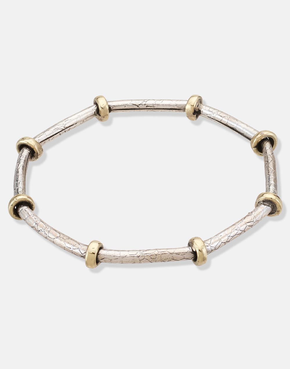 Two Tone Silver Hexagon Tribal Bangle (Size-2.5) Two Tone Silver Hexagon Tribal Bangle (Size-2.5)