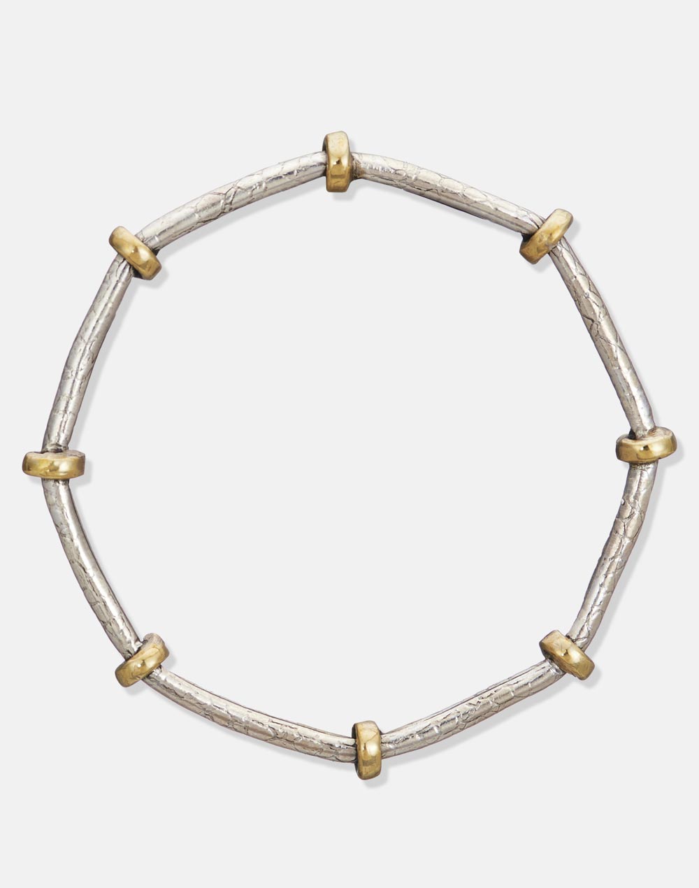 Two Tone Silver Hexagon Tribal Bangle (Size-2.5) Two Tone Silver Hexagon Tribal Bangle (Size-2.5)