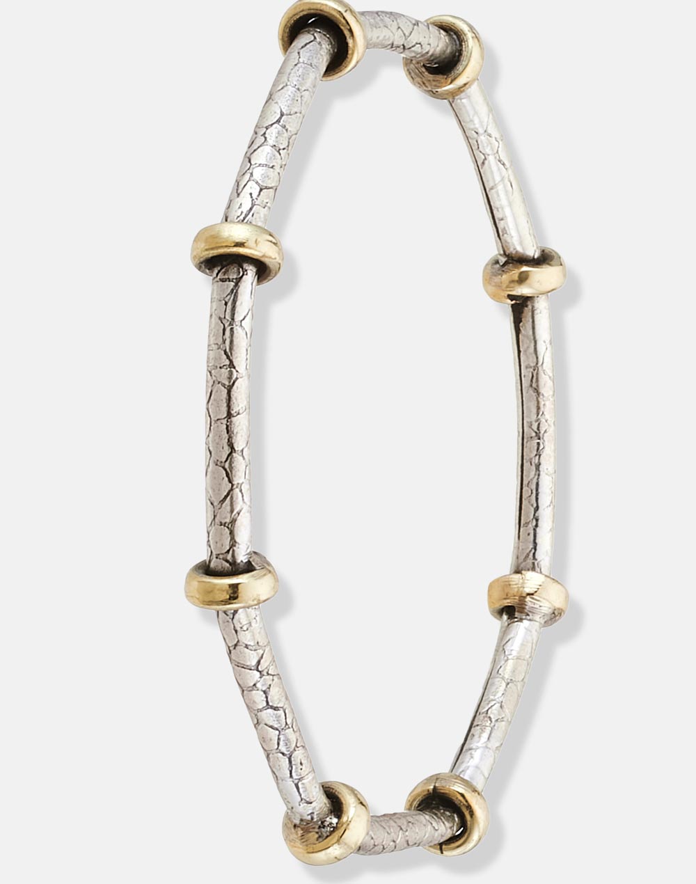 Two Tone Silver Hexagon Tribal Bangle (Size-2.5) Two Tone Silver Hexagon Tribal Bangle (Size-2.5)