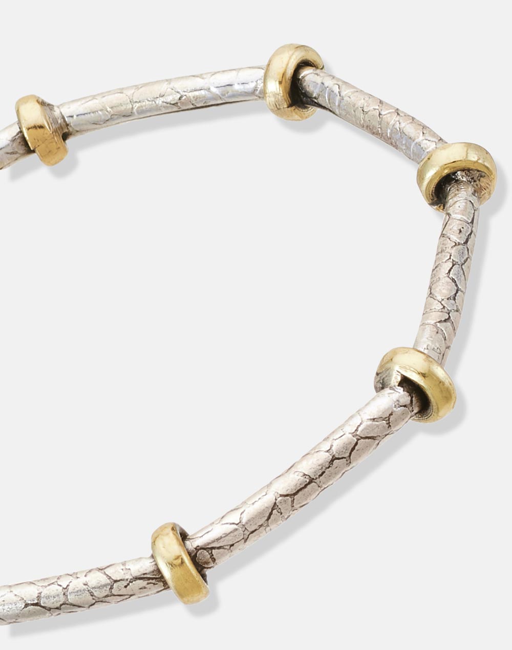Two Tone Silver Hexagon Tribal Bangle (Size-2.5) Two Tone Silver Hexagon Tribal Bangle (Size-2.5)