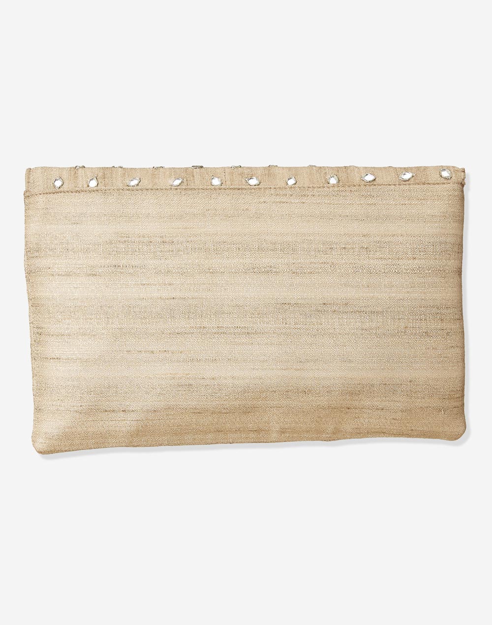 Beige Silk Blend Mirror Work Clutch Bag Beige Silk Blend Mirror Work Clutch Bag