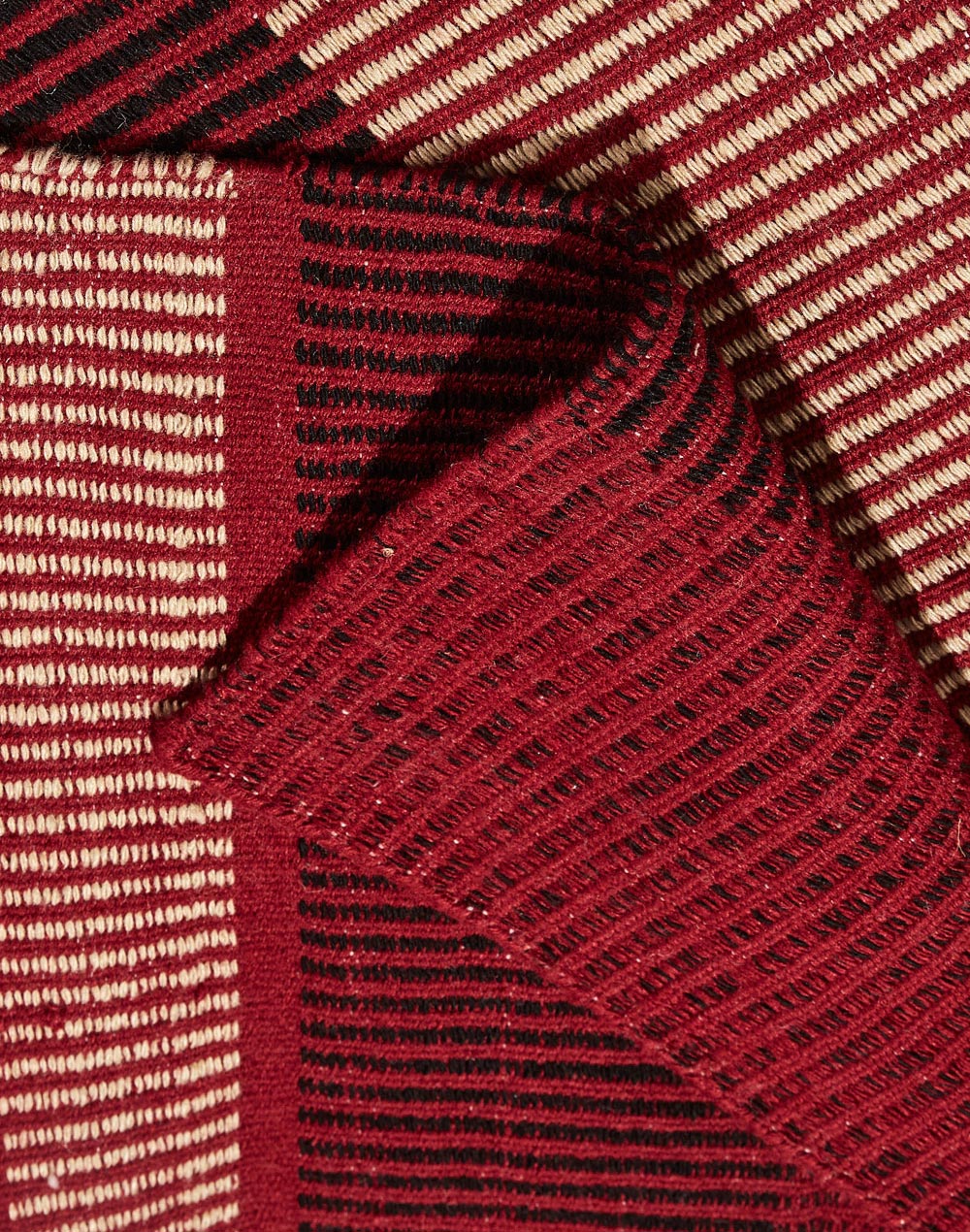 Red Rudhir Polyester Woven Dhurrie Red Rudhir Polyester Woven Dhurrie