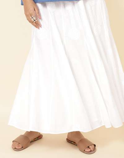 White Cotton Chikankari Skirt Maxi White Cotton Chikankari Skirt Maxi