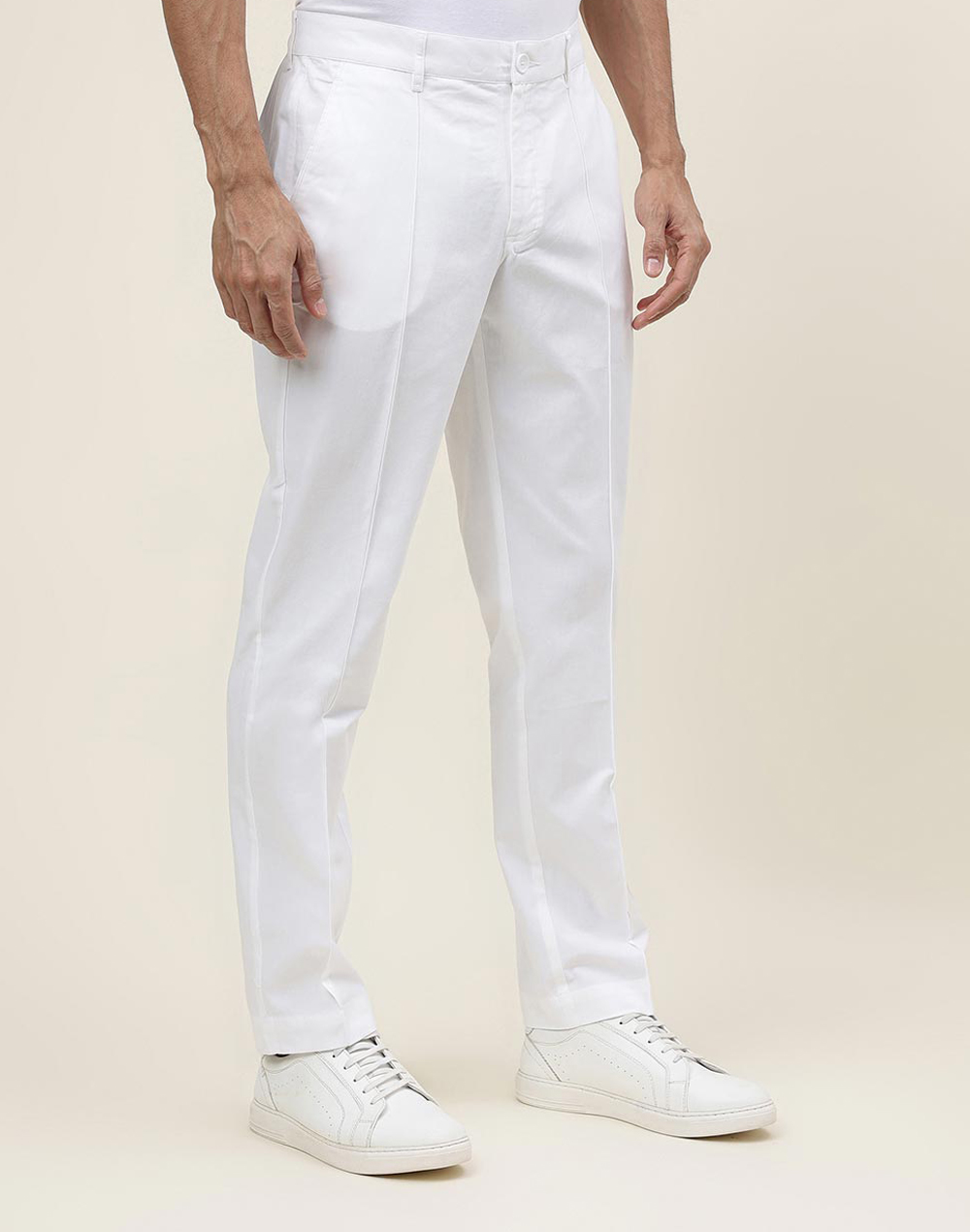 White Cotton Slim Fit Jama Pants