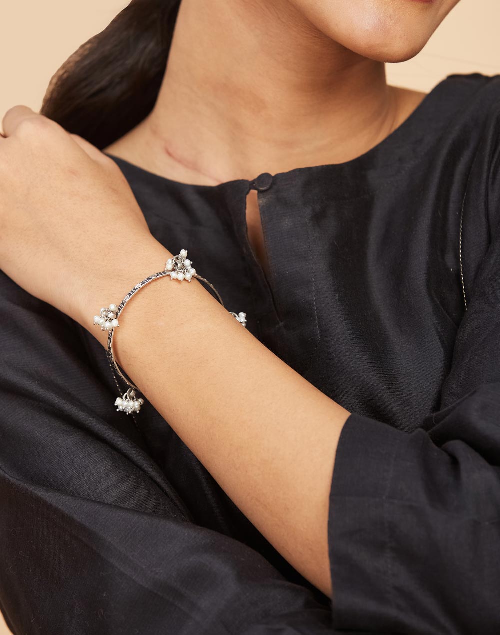 Silver Pearl Bangles Silver Pearl Bangles