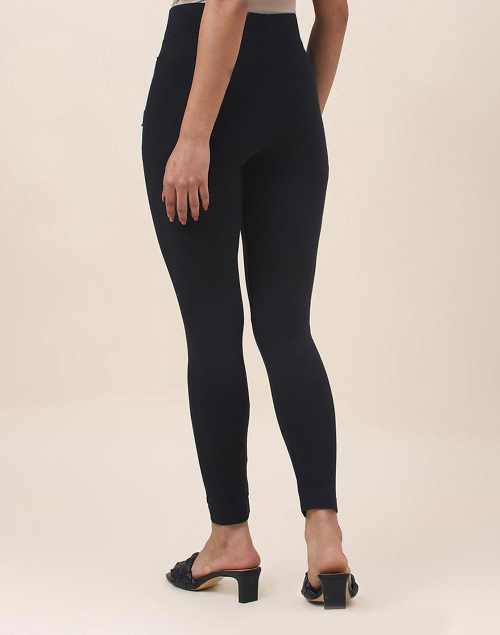 Black Cotton Blend Ankle Length Legging Black Cotton Blend Ankle Length Legging
