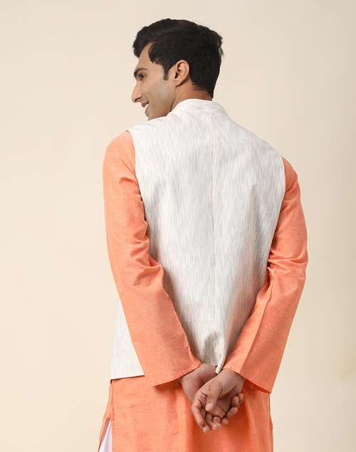 Offwhite Cotton Woven Slim Fit Vest Jacket Offwhite Cotton Woven Slim Fit Vest Jacket